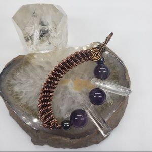 Wire wrapped pendant Amethyst, Quartzite